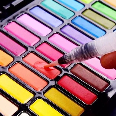 Farby Wodne Akwarelowe Kostki Zestaw H&B 40w1 Pędzle Wodne