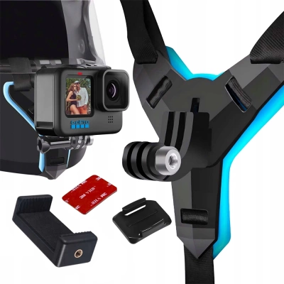 Uchwyt na Kask Szczękę do GoPro Hero 13 12 11 10 9 8 7 Mini + GRATIS! Zestaw montażowy 3M