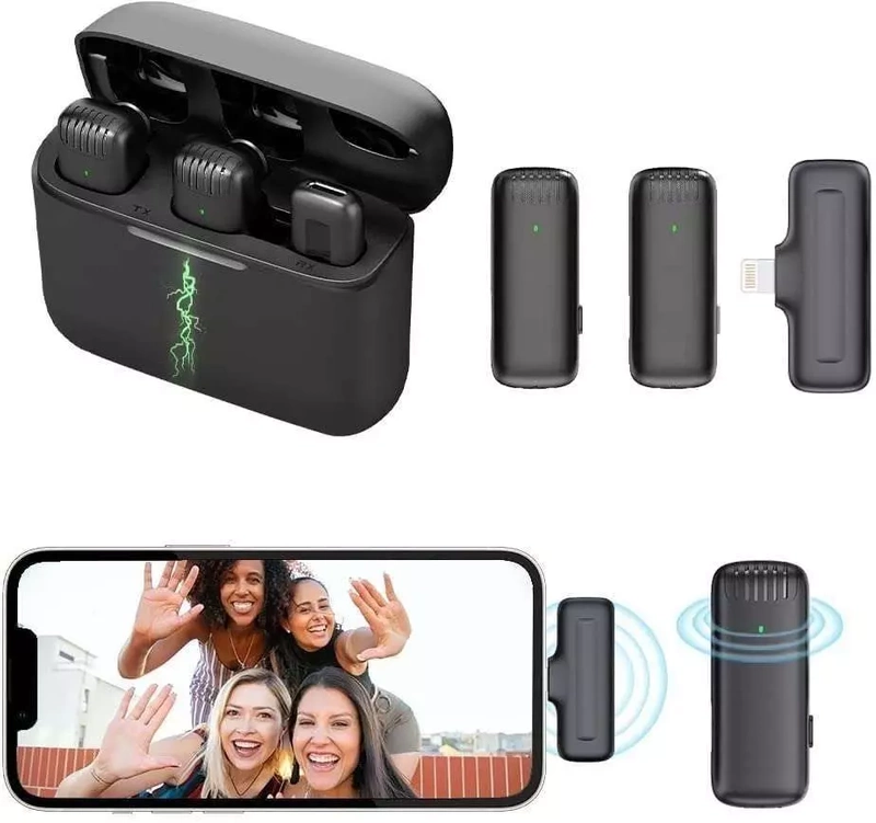 2x Mikrofon Bezprzewodowy Krawatowy do USB C Android / IPhone 17 16 15 14 13 12