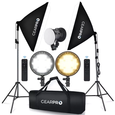 Softbox Lampy LED Zestaw Oświetlenie Panel z Pilotem 2x500W Statywy Torba