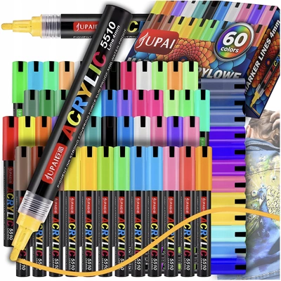 Markery Akrylowe Zestaw 60 Sztuk Pisaki Flamastry Mazaki Jupai Wododporne 