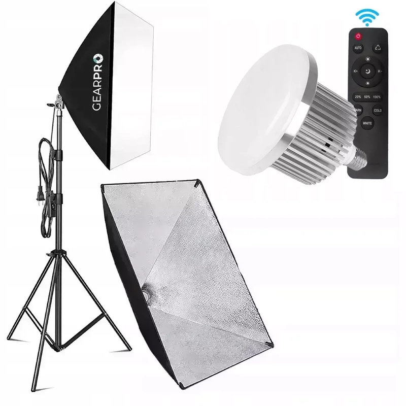 Softbox Lampa 1050W Statyw Softbox 50x70cm Żarówka 85W + Pilot