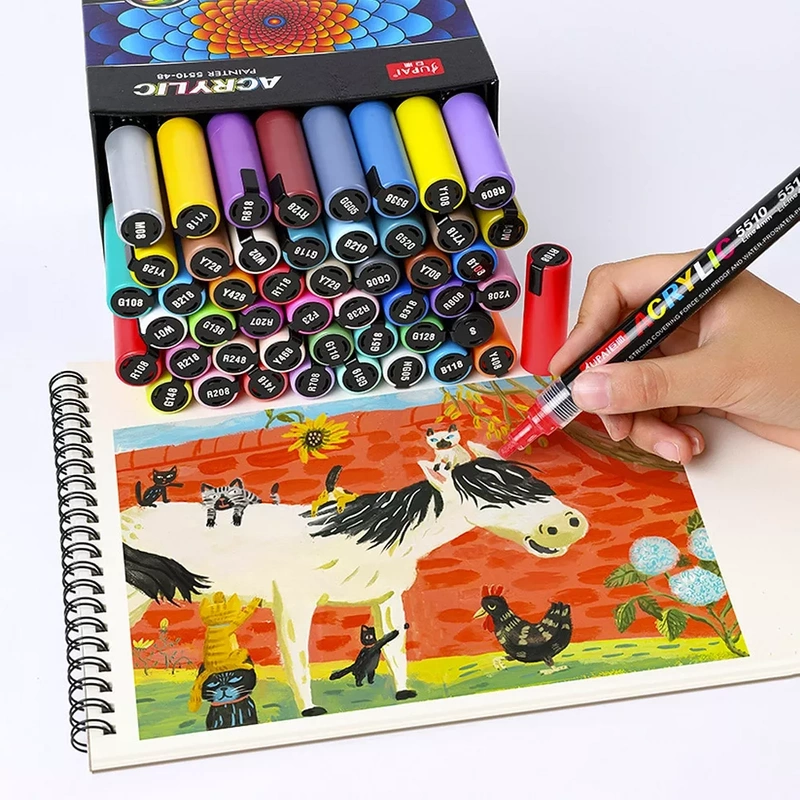 Markery Akrylowe Zestaw 60 Sztuk Pisaki Flamastry Mazaki Jupai Wododporne 