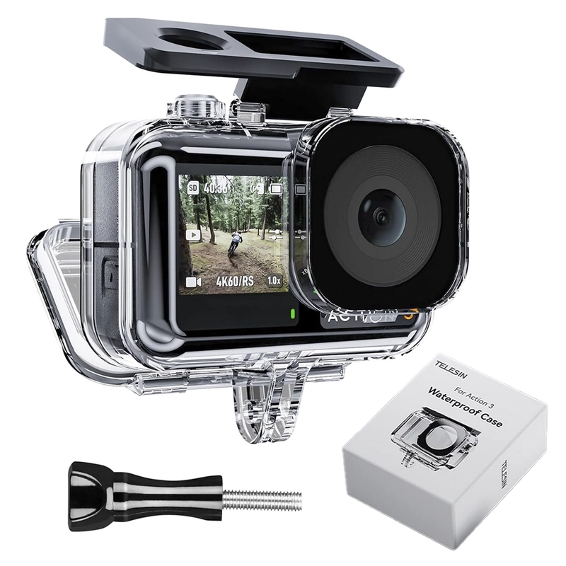 Obudowa Wodoszczelna Wodoodporna Telesin 45m do Kamery DJI Action 5 4 3 + GRATIS! Zestaw montażowy 3M