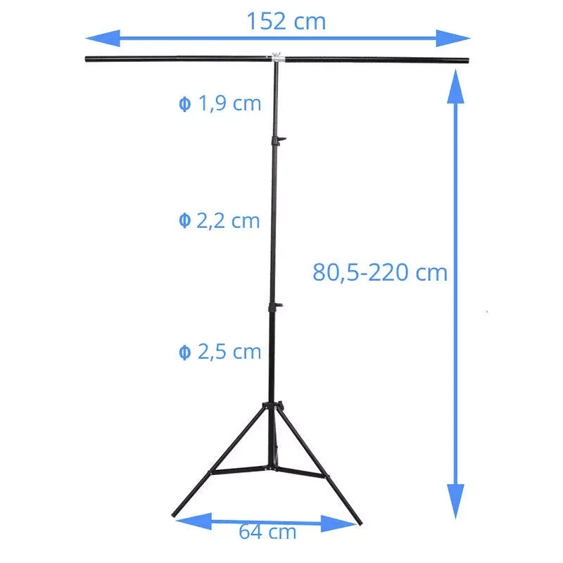 Zestaw Statyw Do Teł Typ T Belka 150cm Statyw 2m + Tło Czarne 1,5x4m