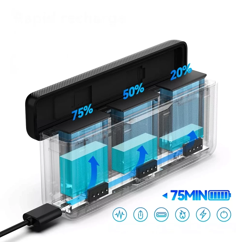 Ładowarka HUB na 3x Akumulator Baterie do Kamery DJI Action 5 4 3