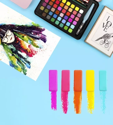 Farby Akwarelowe Wodne Zestaw Farb Akwarelowych w Kostkach Akwarele 45 Kolorów