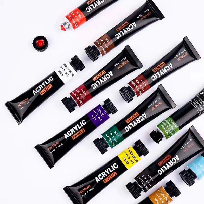 Farby Akrylowe Malarskie 12x12ml Zestaw Farb Akrylowych w Tubkach