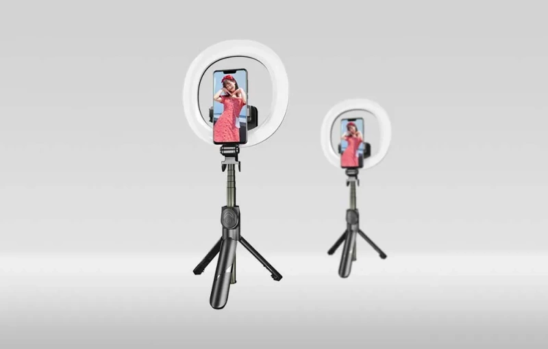 Selfie stick/statyw Puluz z lampą pierścieniową LED