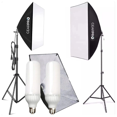 Softbox Lampa Softbox Zestaw 2x 125W Statywy Studyjny do Fotografii Zdjęć