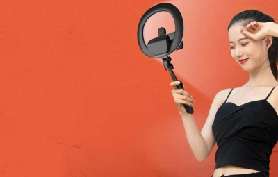Selfie stick/statyw Puluz z lampą pierścieniową LED