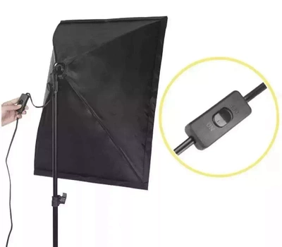 Lampa Softbox Studyjna 50x70cm Oświetlenie Ciągłe Oprawka E27 + Statyw