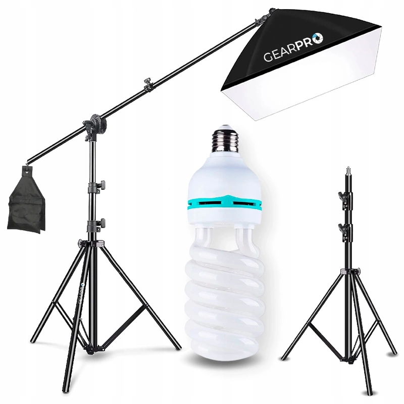 Softbox Lampa Softbox Zestaw Statyw Lampa Żarówka 105W Mini Boom Wysięgnik