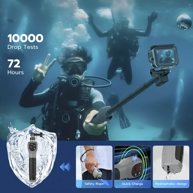 Wodoodporny Pilot Kijek Selefie Stick Boja Bluetooth do Kamer GoPro 13 12 11 10 9 8 MAX Telesin + GRATIS! Zestaw montażowy 3M