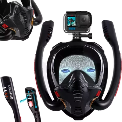 Maska Pełnotwarzowa do Snorkelingu Nurkowania 2 Rurki Uchwyt GoPro L/XL  Ani Fog PRO