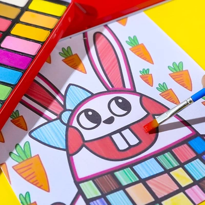 Farby Akwarelowe Wodne w Kostkach Akwarele 24 Kolory Pędzelek Etui