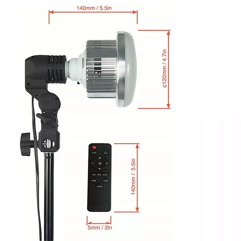 Fotograficzna Żarówka LED 85W E27 z Pilotem 5500K