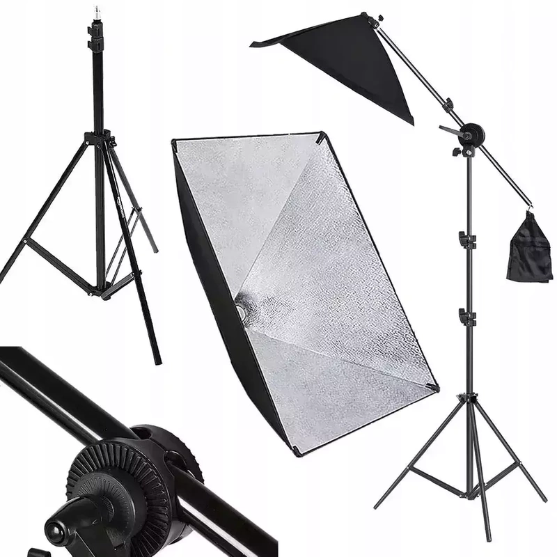 Softbox Lampa Softbox Zestaw Żuraw Mini Boom + Statyw Dyfuzor 50x70cm E27