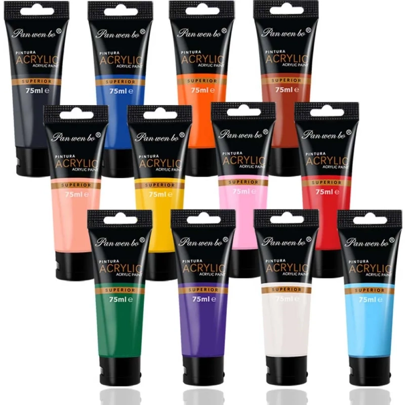 Farby Akrylowe 12x75ml Zestaw Fab Akrylowych W Dużych Tubkach