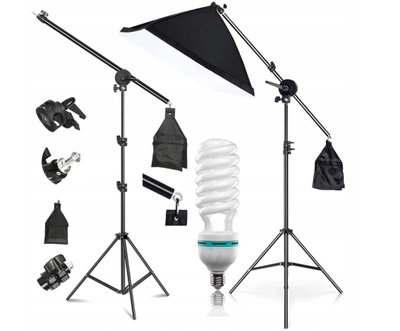 Softbox Lampa Softbox Zestaw Statyw Lampa Żarówka 105W Mini Boom Wysięgnik