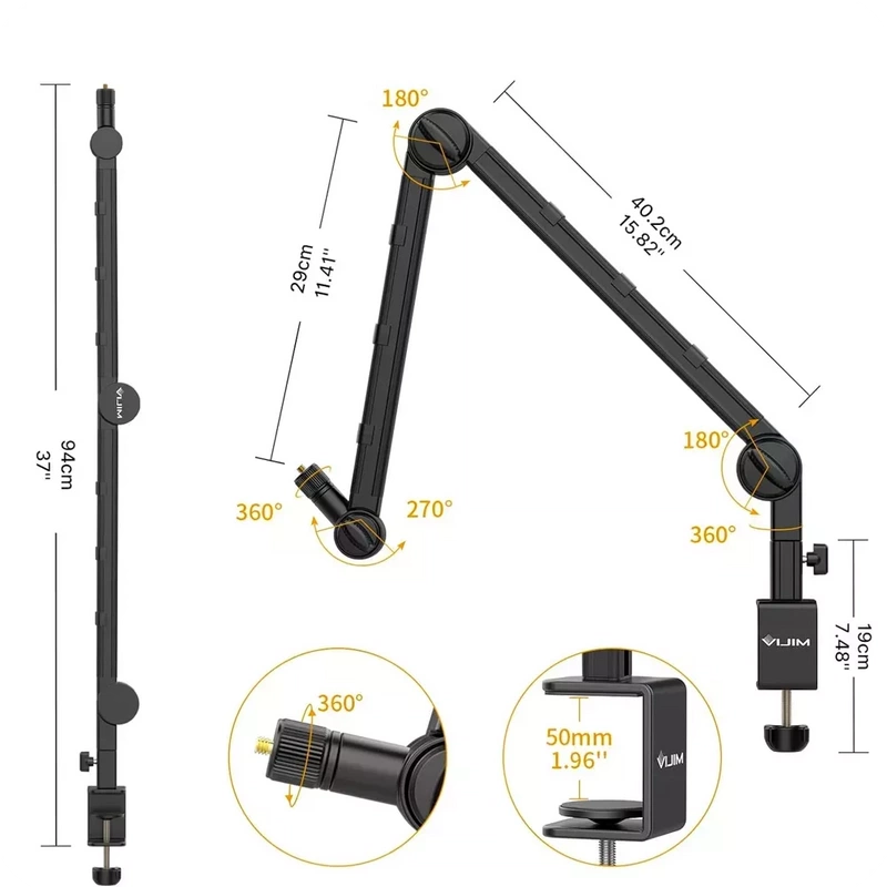 Ramię Wysięgnik Uchwyt Biurkowy Studyjny do Mikrofonu Aparatu LS25