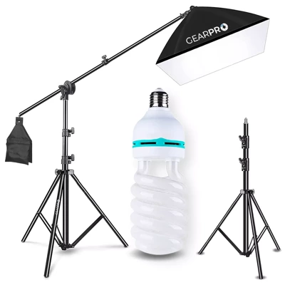 Softbox Lampa Zestaw Statyw Lampa Żarówka 150W Mini Boom Wysięgnik