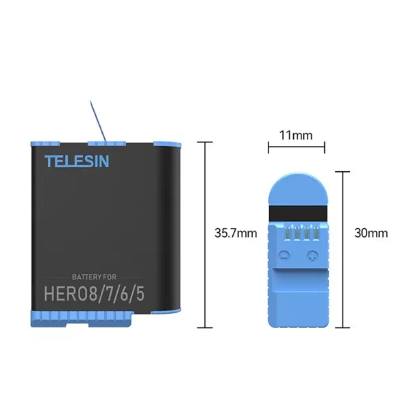 Ładowarka + 2x Akumulator Bateria TELESIN do GoPro 8 7 6 5