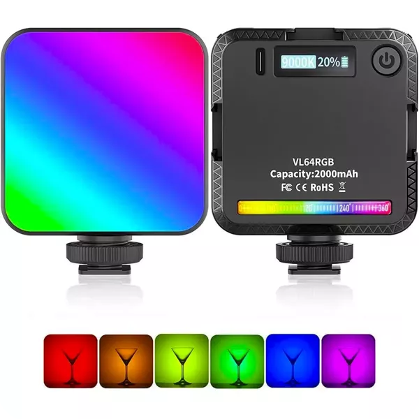 Lampa LED RGB W64RGB Akumulator 2000mAh do Telefonu Aparatu Vlog Foto