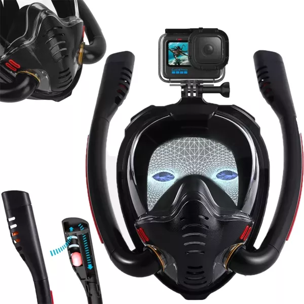 Maska Pełnotwarzowa do Snorkelingu Nurkowania 2 Rurki Uchwyt GoPro S/M  Ani Fog PRO