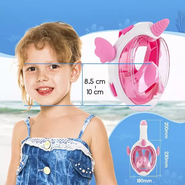 Maska do Nurkowania dla Dzieci Pełnotwarzowa do Snorkelingu Różowa Jednorożec