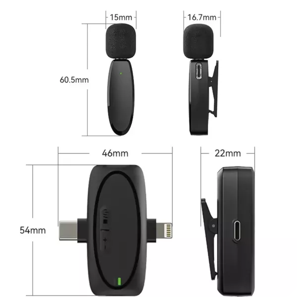 Mikrofon Krawatowy Bezprzewodowy Podwójny V6 do Telefonu Android IOS iPhone
