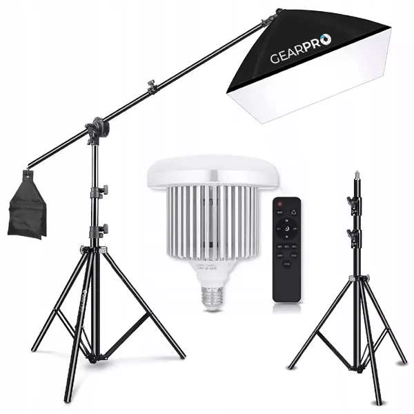 Softbox Lampa Softbox Zestaw Statyw Lampa Żarówka 105W Mini Boom Wysięgnik