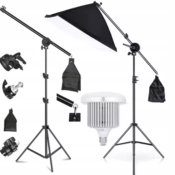 Softbox Lampa Softbox Zestaw Statyw Lampa Żarówka 105W Mini Boom Wysięgnik